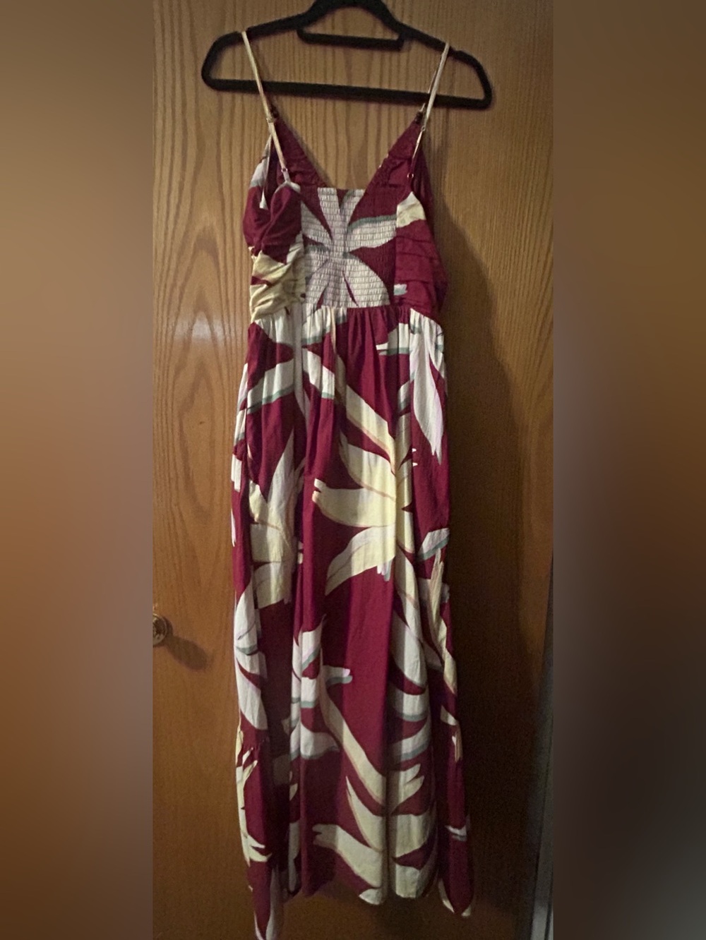 RAILS - Large Women's Maroon and Cream Printed Maxi Skirt with pockets